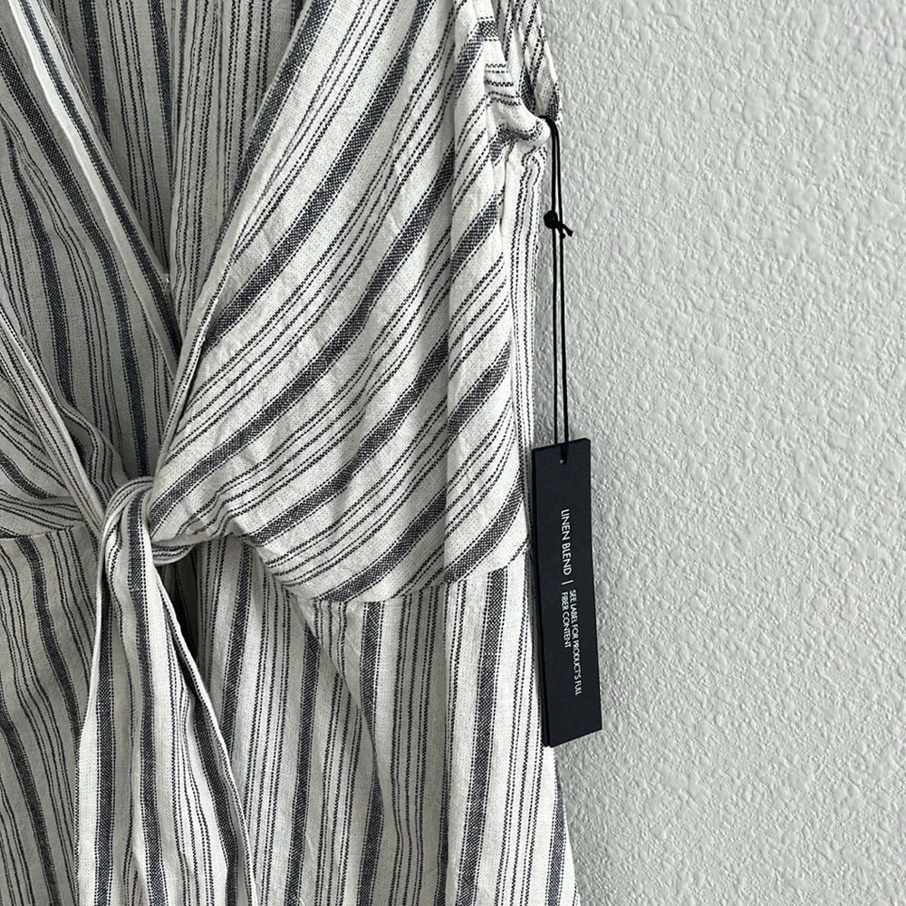 Tahari Linen Stripe Midi Dress Size XS NWT